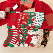 ★新品 クリスマス 靴下  クリスマス サンタとエルクのクリスギフト プレゼントソックス