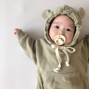 【2023春】韓国子供服 ベビー服 長袖ロンパース お熊さん 可愛い 無地 ロンパースORパンツ