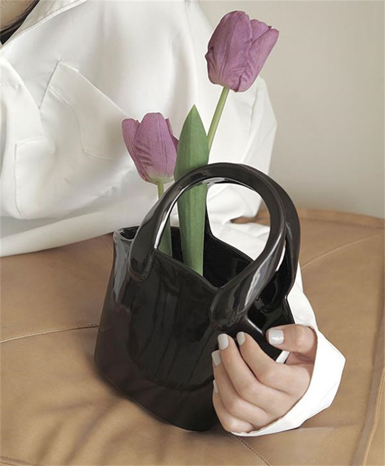 アイデア バスケット花瓶 水耕栽培可能 家庭用振り子 セラミック花瓶 新品 デザインセンス