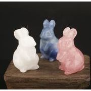人気 うさぎ フローライト 彫り物 天然石  撮影道具 ミニ フィギュア ビーズ3色