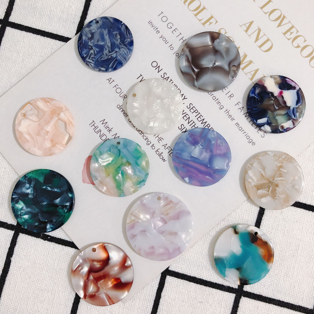 アクリルパーツ 丸 アセテート柄 ラウンド 穴あり アクリルプレート  