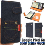 スマホケース 手帳型 Google Pixel 6a用ポケットデニムデザイン手帳型ケース