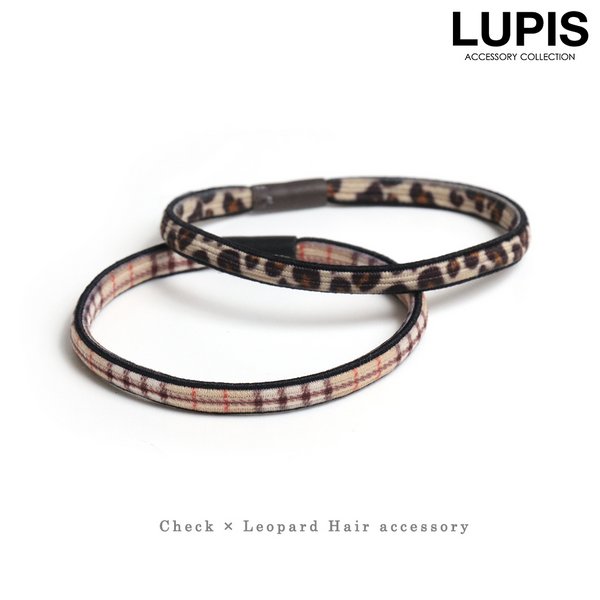 ヘアアクセサリー ヘアゴム チェック レオパード アニマル 柄 平ゴム