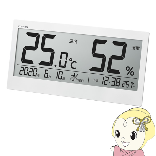 温湿度計 温度計 湿度計 デジタル ノア精密 MAG 大画面　環境表示 時計 置き掛け兼用 ビッグメーター ・