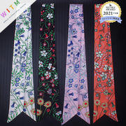 花柄 スカーフ 細スカーフ ネッカチーフ バッグスカーフ 長方形スカーフ バッグ飾り おしゃれ