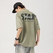 ユニセックス　メンズ　スエード製　半袖Tシャツ　カジュアル　大きいサイズ　ストリート系　渋谷風☆