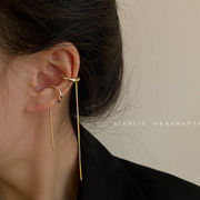 韓国の金属製の耳クリップ、シンプルなファッションの耳クリップ、ピアスのない耳、長い耳のチェーン