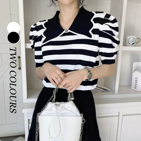 【NEW即納商品】　韓国風レディース服　トップス　ボーダー柄Ｔシャツ　韓国ファッション