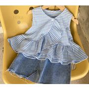 韓国風子供服 ベビー服 女の子 チェックスカート 2023夏新作  ハーフスカート 100cm-110cm