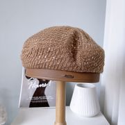 欧米風秋冬ベレー帽子供ツイードスパンコール画家帽pu口スチュワーデス帽シンプルファッション帽