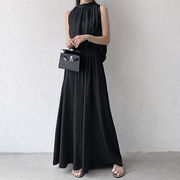 アイスワイドパンツハイウエストドレープ感夏の薄型ゆったりサテンスカート4色