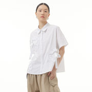 2023夏の新作オーバーサイズ婦人服森系ラッフル元レディースデザイン上着半袖シャツ