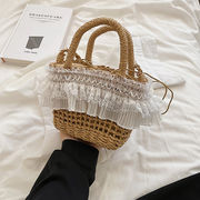 【バッグ】2色 ・草編みバッグ・ショルダーバッグ・手提げ鞄・かわいい・