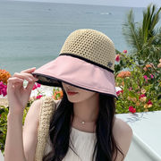 UVカット夏用フェイスカバー防風ロープ付きゴム日焼け止めキャップ女性用サンバイザー