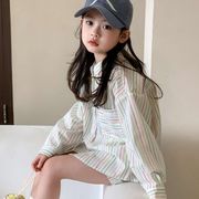 2024春新作  韓国風子供服  キッズ服   長袖    シャツ+ショートパンツ  2点セット   カジュアル