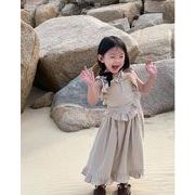 2023夏人気  韓国風子供服 ベビー服  キッズ  袖無し 可愛い  トップス +スカート  砂浜  セットアップ