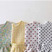2023夏人気   韓国風子供服   キッズ  ベビー服   チョッキ+ズボン  セットアップ    Tシャツ  袖なし  4色