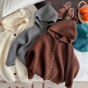 秋冬    韓国風子供服     キッズ     ベビー服    トップス     セーター    厚い   コート   3色