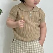 2025夏新作  韓国風子供服  ベビー服  キッズ服   半袖  ニット   トップス    Tシャツ  男女兼用