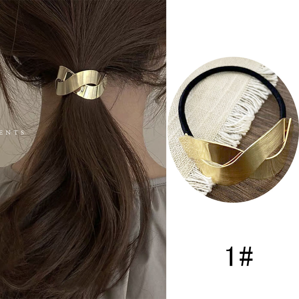 7色☆ヘアゴム メタル 髪留め ゴールドプレート 結ぶだけで