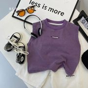 2024夏新作   韓国風子供服   キッズ服     袖なし  Tシャツ   トップス    カジュアル   チョッキ