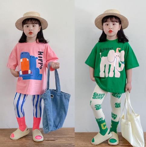 2023夏人気   韓国風子供服  キッズ   ベビー服  トップス+パンツ  かわいい  レギンス  セットアップ