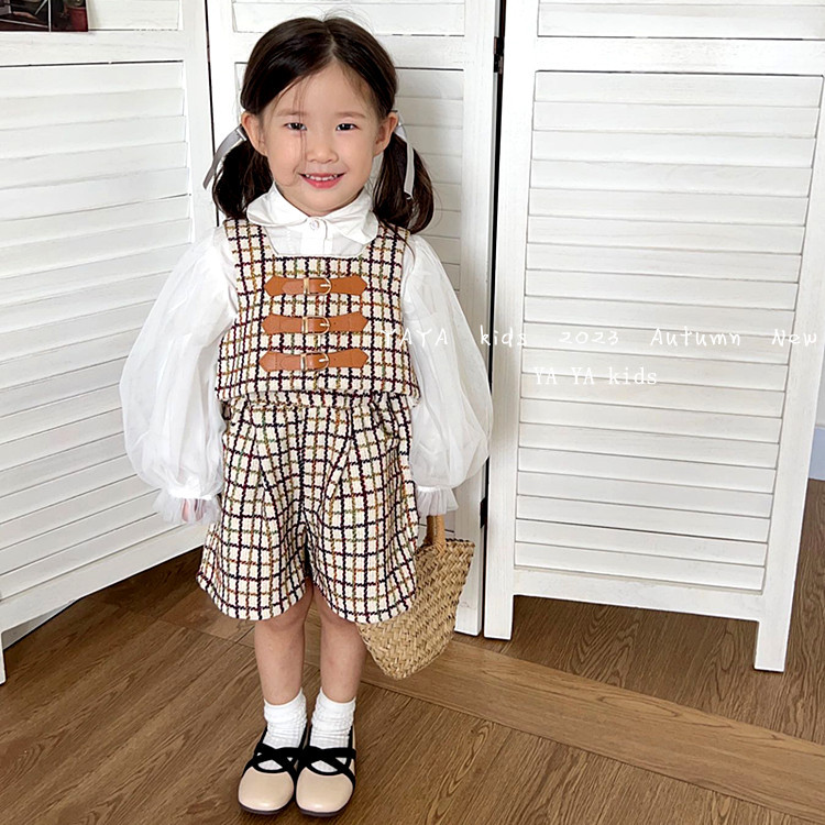 春新作 韓国風子供服 キッズ服 長袖 かわいい シャツ ベスト ショート