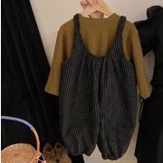 INS春秋    韓国風子供服    キッズ   ベビー服     Tシャツ+サロペット    セットアップ