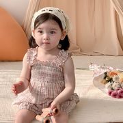2024夏新作  韓国風子供服   キッズ服  トップス+ショートパンツ   2点セット   可愛い   女の子