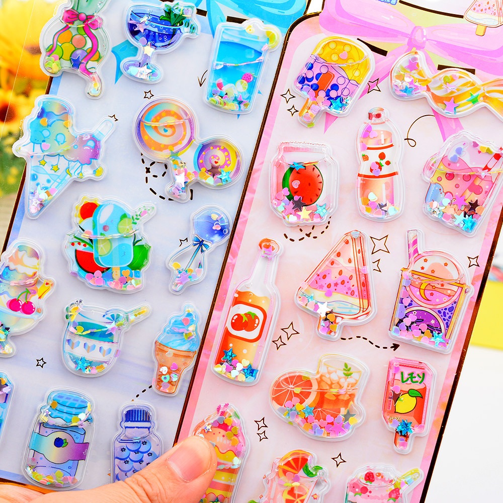 3D立体エンボス  手作り 立体ステッカー  注水立体シール シェイクステッカー  DIY素材  粘着シール