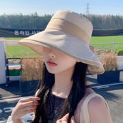 新作韓国春夏バケットハット女性の甘い気質のリボン帽子のつば付きサンバイザー帽子