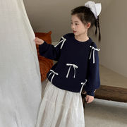2024秋新作   韓国風子供服    キッズ服     リボン結び   ニットセーター  トップス   2色  120-170cm