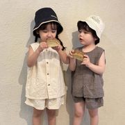 2023夏人気新作  韓国風子供服 ベビー服 ファッション   袖なし  キッズ  男女兼用 セットアップ  2色