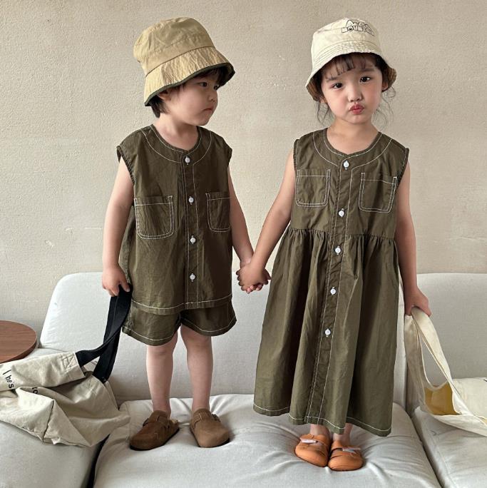 夏 韓国風子供服  ワンピース  かわいい ノースリーブ セットアップ   ベビー服  キッズ