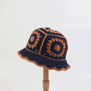 新作ガーデンバケットハット夏の薄手編み帽子花透かし彫り薄通気性キャップ女性毛糸帽子