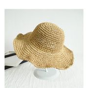 折りたたみ式麦わら帽子女性夏旅行日よけサンバイザー韓国リゾートヘルメット海辺ビーチ帽子