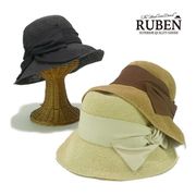 　Rubenサイドリボン細編みペーパーキャペリン　レディース帽子