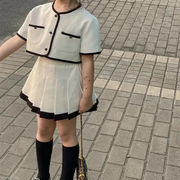 キッズセットアップ　シャツ　プリーツスカート　フォーマル　女の子夏物新作　90-140cm
