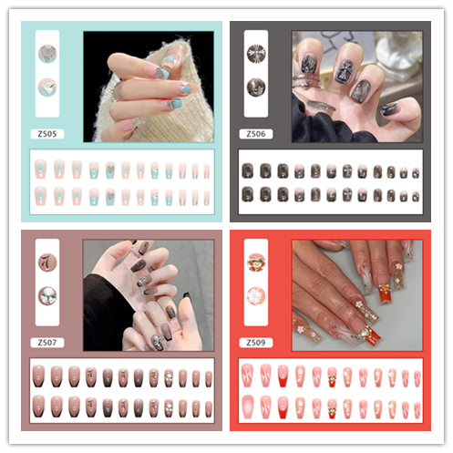 ネイルチップ 24枚入り 可愛い 美爪チップ 両面粘着テープ付き DIY