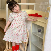 2023年夏新作★ベビー服★女の子 花プリント 可愛い ラウンドネック ワンピース スカート 90-130cm★