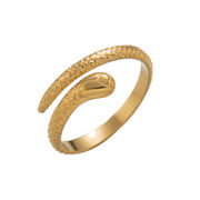 韓国風シンプル 細身蛇形 関節チタン メッキ金色金属アレルギー対応指輪