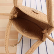 新型丸型綿糸斜め掛け編みバッグビーチバッグ森系草編みバッグロールパン斜め掛け女性バッグ
