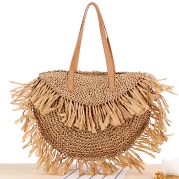 新型の半円フリンジのワンショルダー草編みバッグ穂穂の紙編みバッグビーチバッグおしゃれな女性バッグ