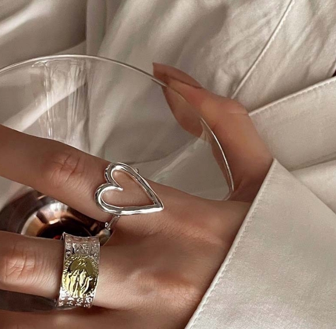ハート型  韓国風  アクセサリー リング  指輪   レディース  開口指輪  ファッション小物