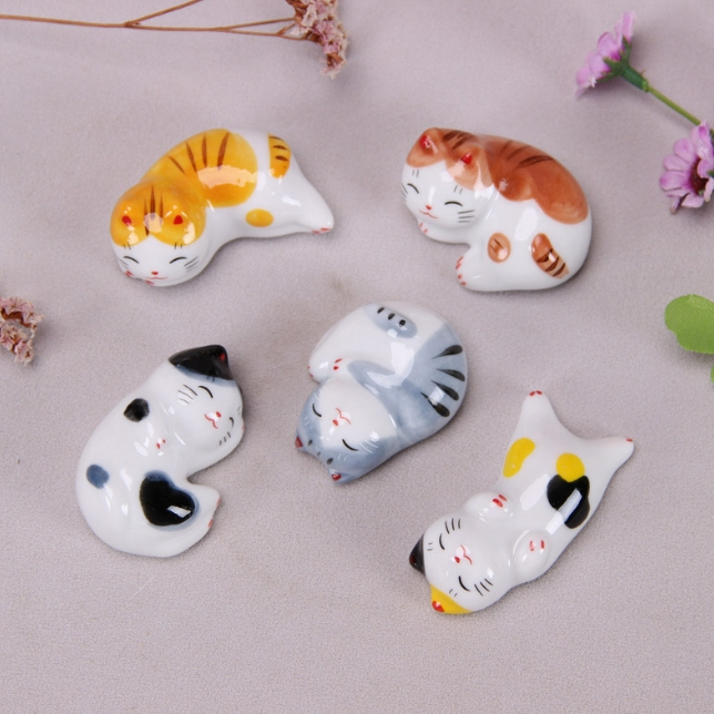 猫雑貨   猫の置物   箸置き  可愛い  瓷器  箸立て  箸台  箸ホルダー  装飾  小物  5色