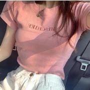 春夏新作 韓国風  Tシャツ レディース  トップス    男女兼用  英字　半袖  カジュアル4色