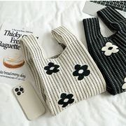 韓国風   レディース  ハンドバッグ   ニットバッグ   大容量   バッグ  花柄   3色