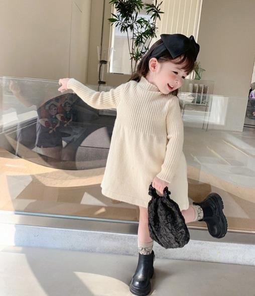 秋冬新作 韓国風子供服 キッズ ベビー服 ニット ワンピース 長袖