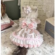 ピンク ドレス 手作り犬服 猫服   ネコ雑貨  ペット服 ペット用品  ワンピース 犬用品 ドッグウェア