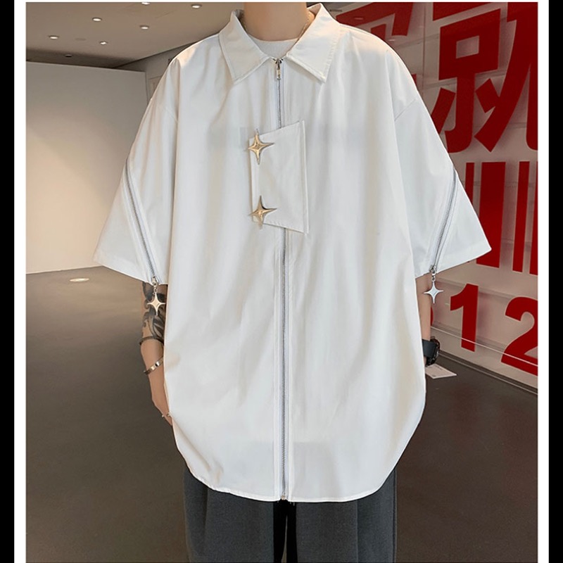 トップス シャツ ジップアップ 半袖 アウター ジャケット メンズ